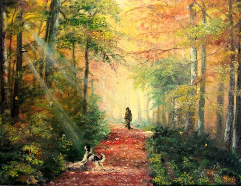 Person and Dog in Forest