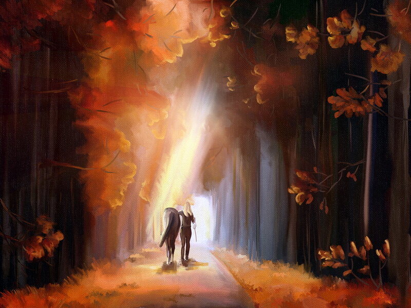 Person and Horse in Forest