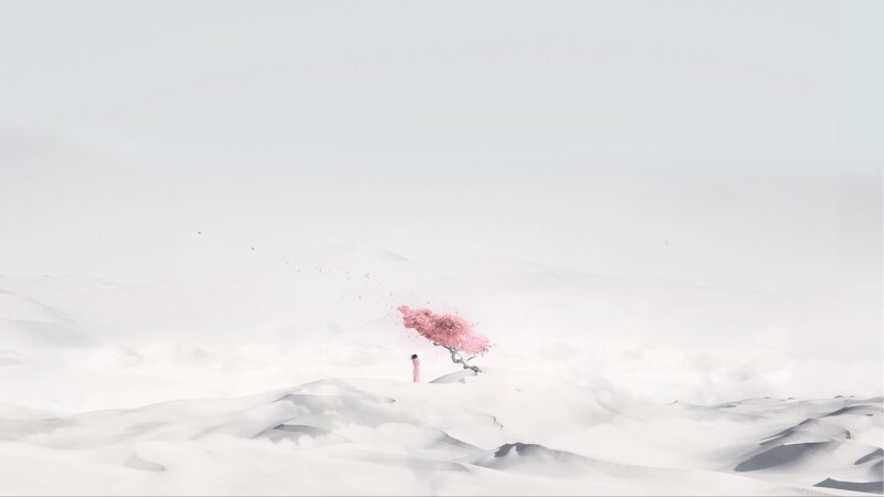 Person and Pink Tree