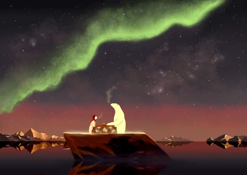 Person and Polar Bear