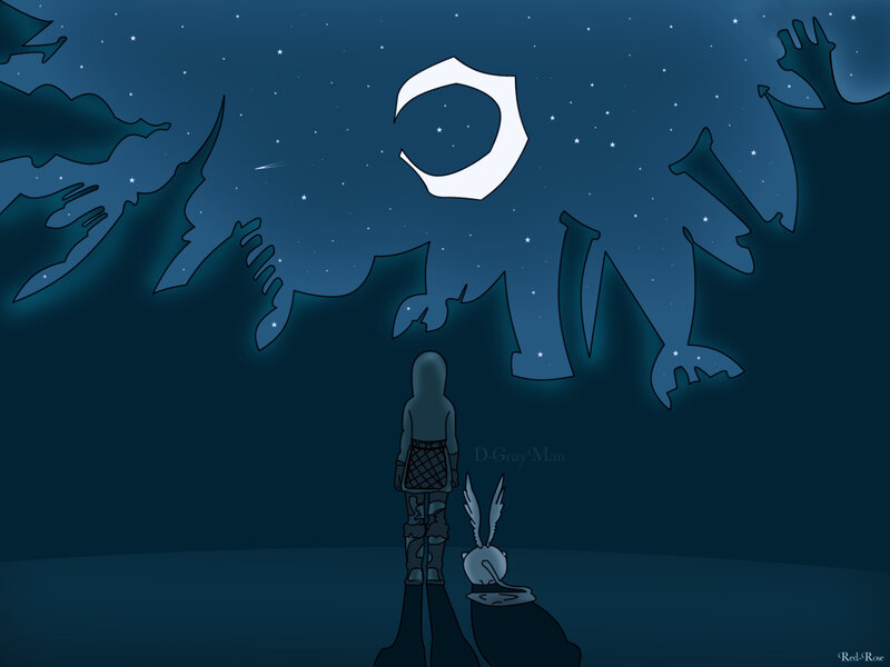 person and rabbit under night sky