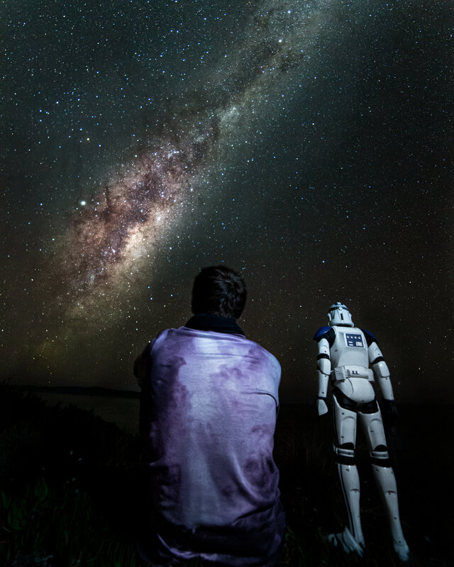 Person and Stormtrooper