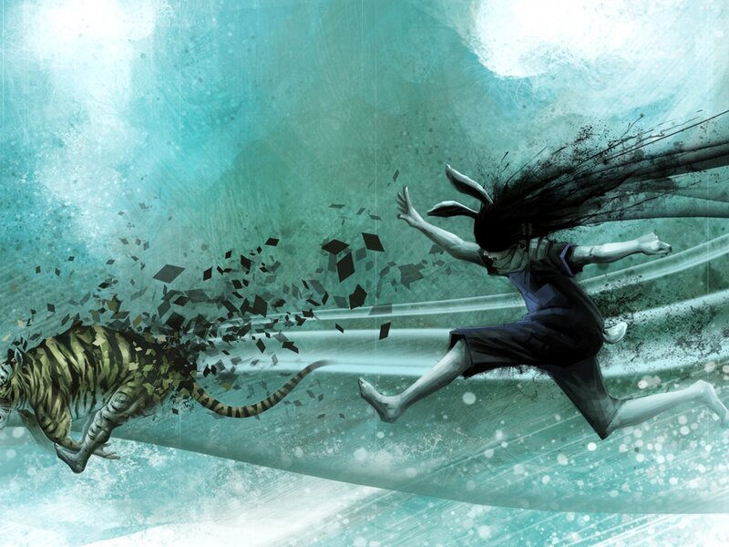 Person and Tiger Running