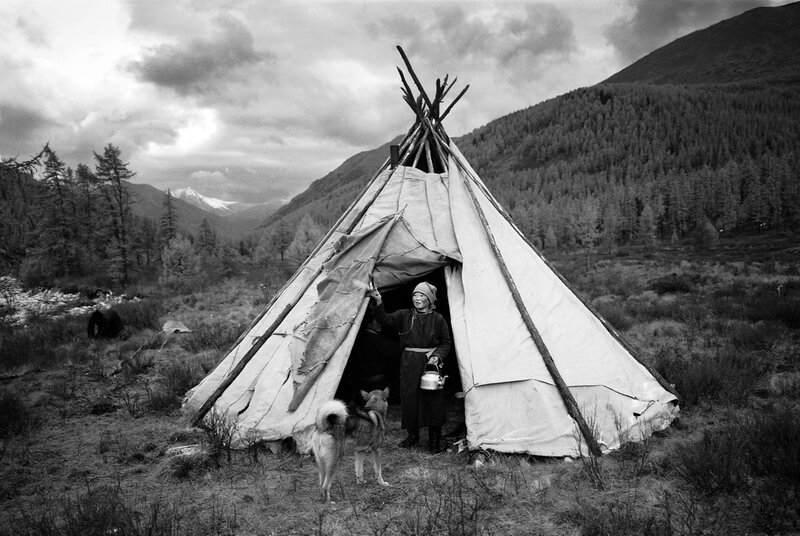 Person at a traditional tent