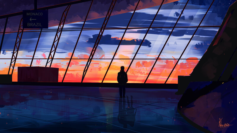 Person at Airport Window