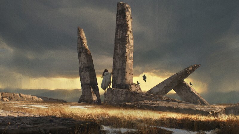 Person at Ancient Ruins