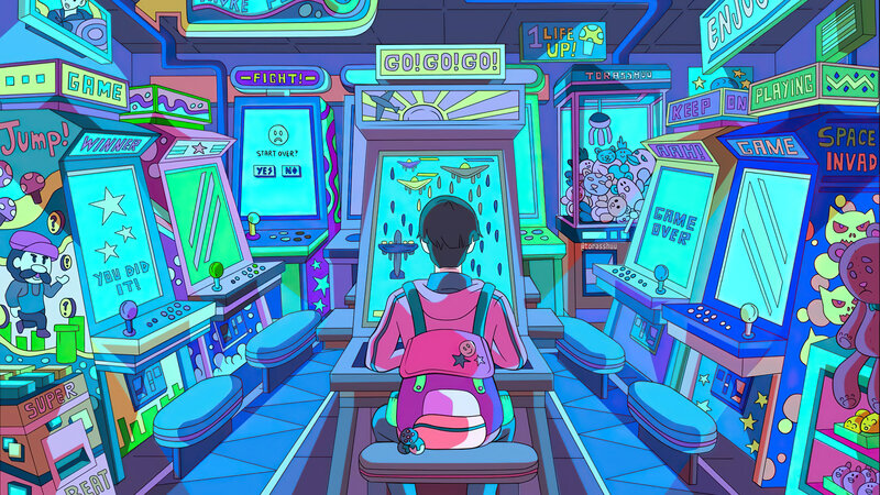 Person at Arcade Games