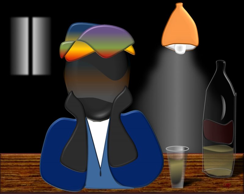 Person at Bar with Drink