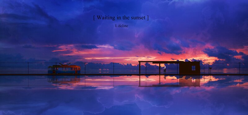 Person at Bus Stop — Purple, Serene