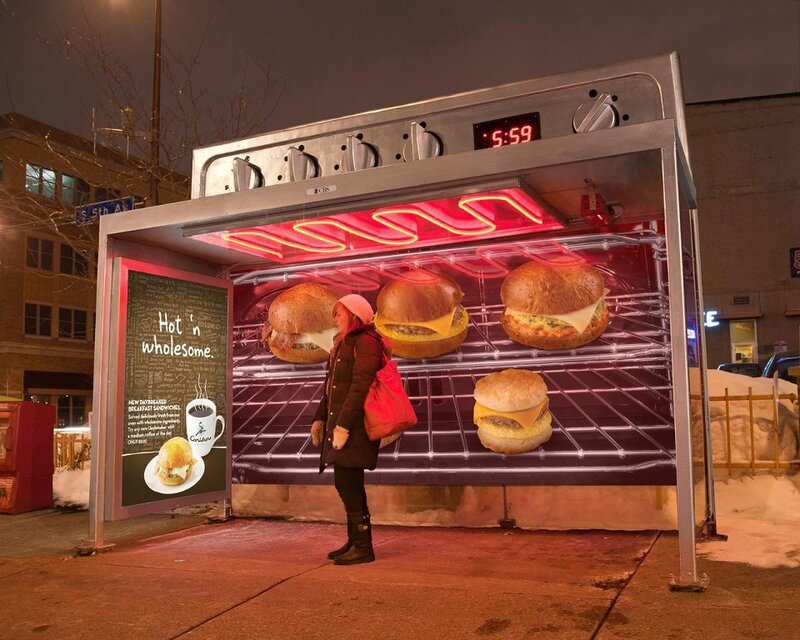 Person at Bus Stop — Red