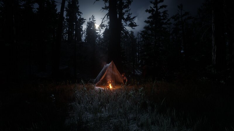 Person at Campfire — Black