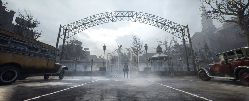 Person at Cemetery Gate