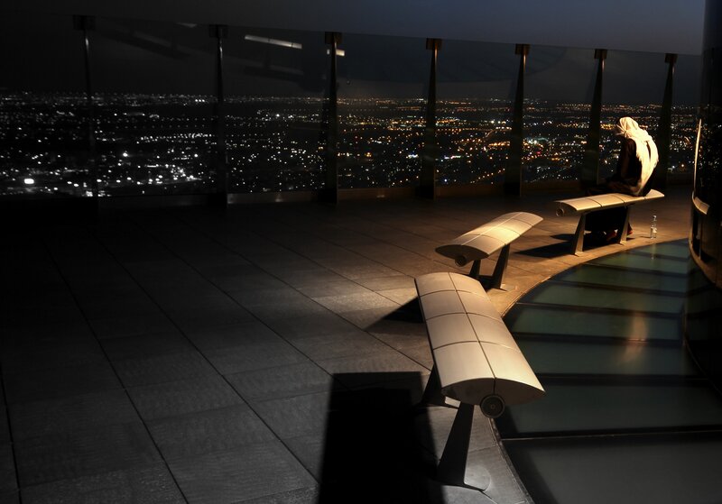 Person at city overlook