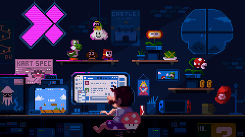 Person at Computer Desk — Black, Nostalgic