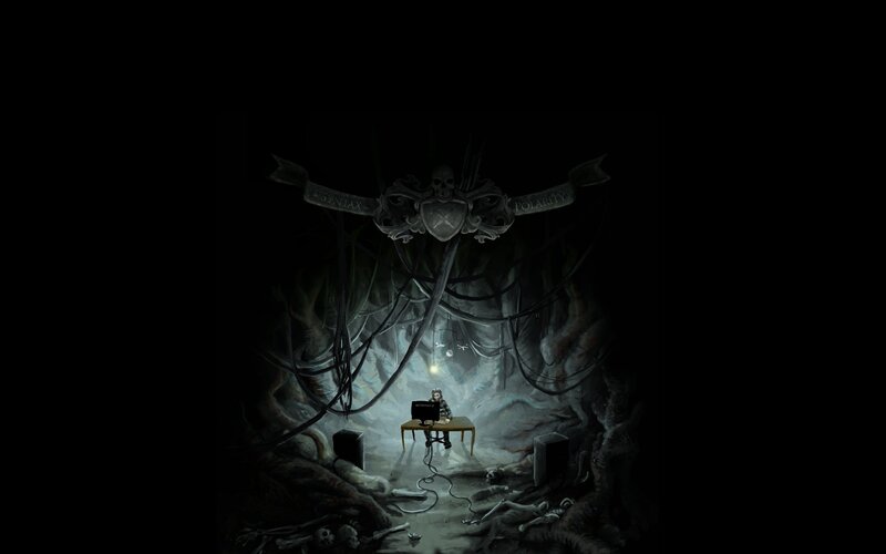 Person at Computer in Cave