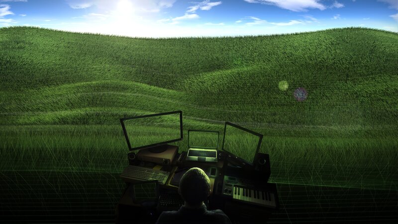 Person at Computer Station — Green