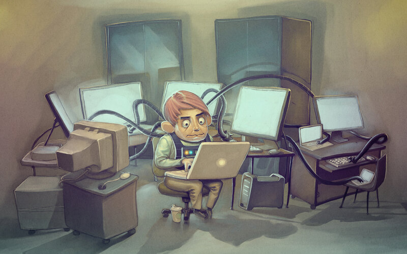 Person at Computer Station