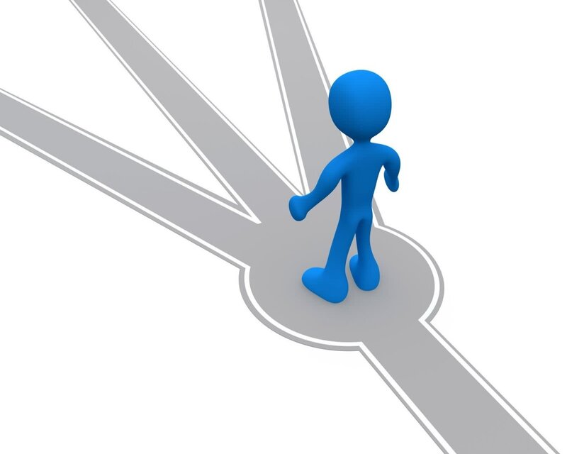 person at crossroads