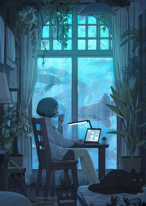 Person at Desk with Cat
