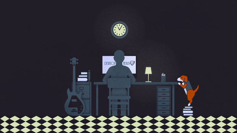 Person at Desk with Dog