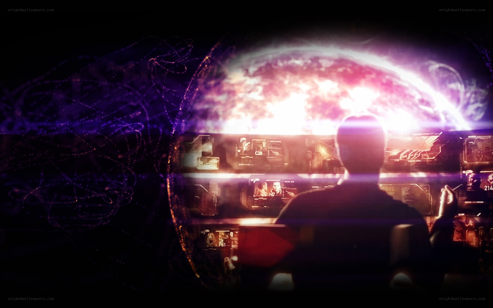 person at futuristic control panel