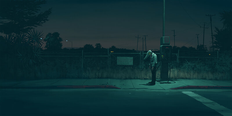 Person at Gas Pump — Teal