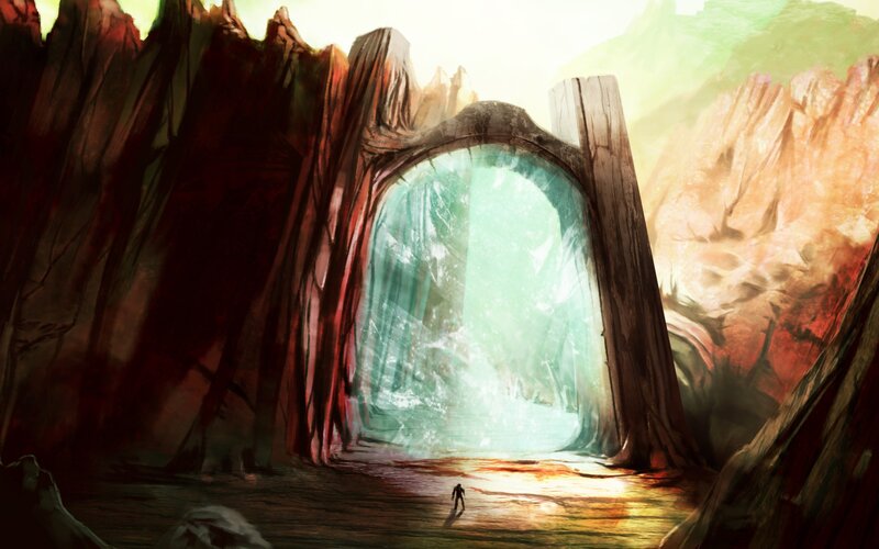 Person at Glowing Portal