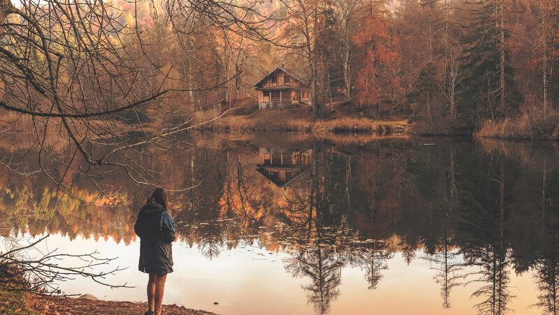 Person at Lake Shore