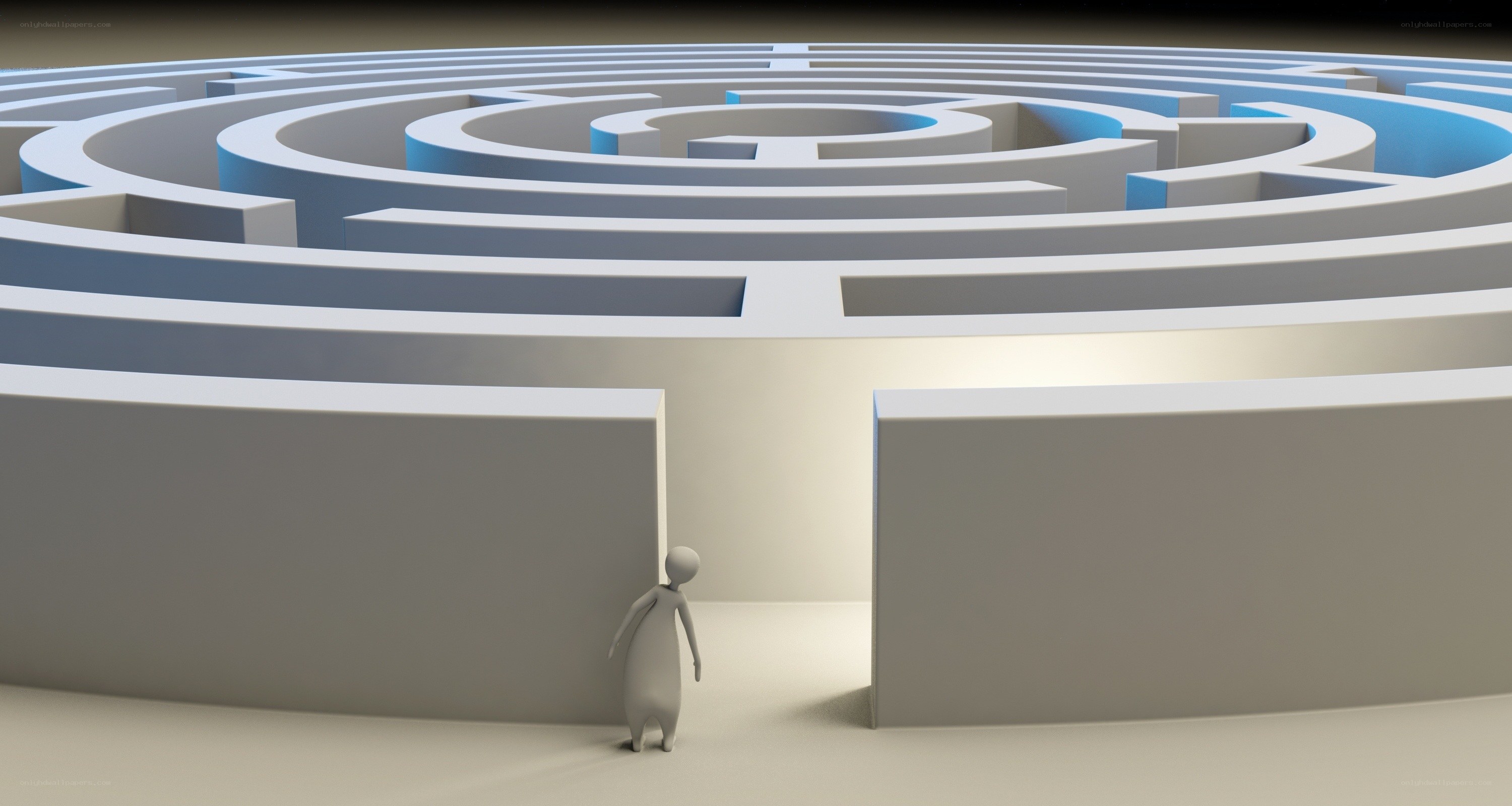 person at maze entrance