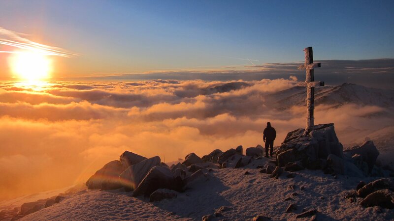 Person at Mountain Summit