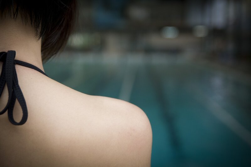 person at poolside