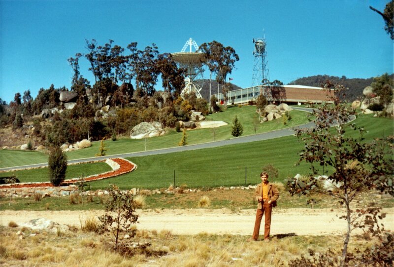 Person at radio telescope site