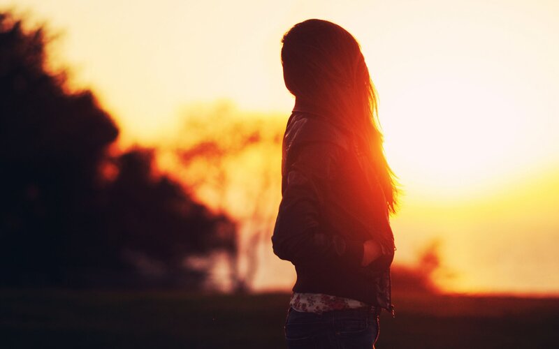 person at sunset