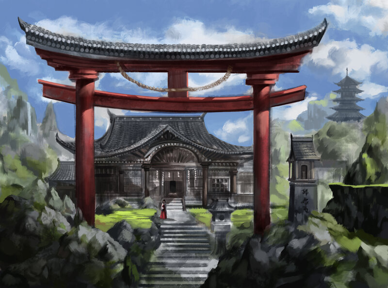 Person at Temple Gate