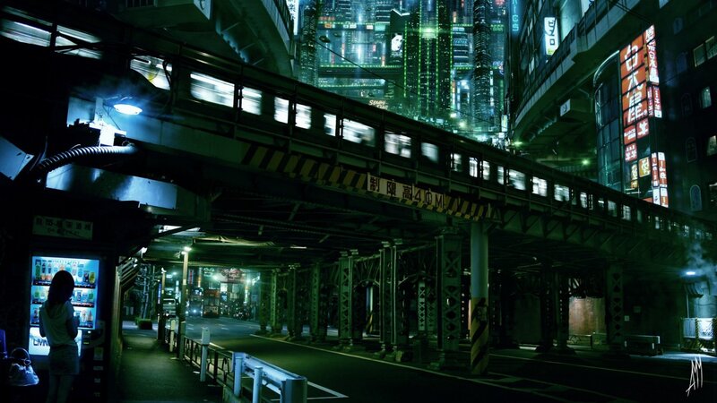 Person at Vending Machine — Green
