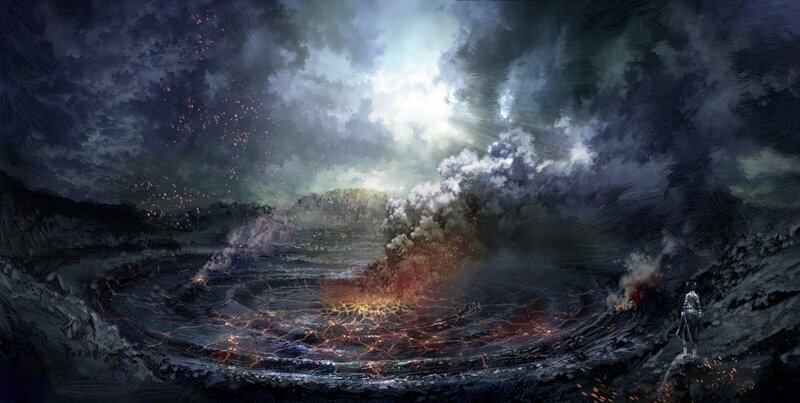 Person at Volcanic Crater