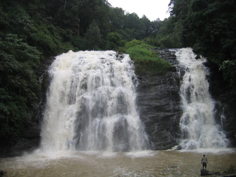 Person at Waterfall — Green, Natural