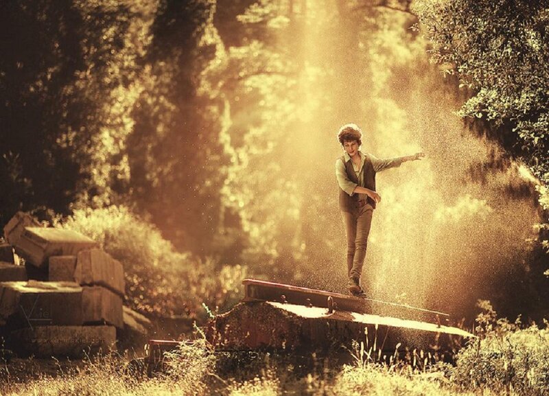 Person Balancing on Rail