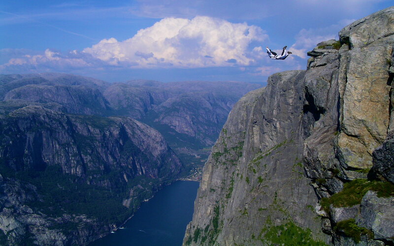 Person Base Jumping — Blue, Dramatic