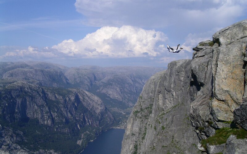 Person Base Jumping — Gray