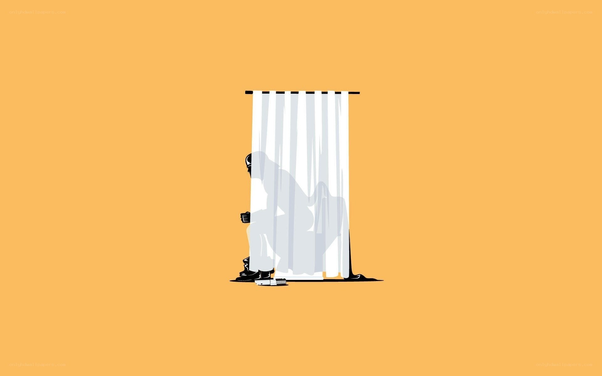 person behind a curtain