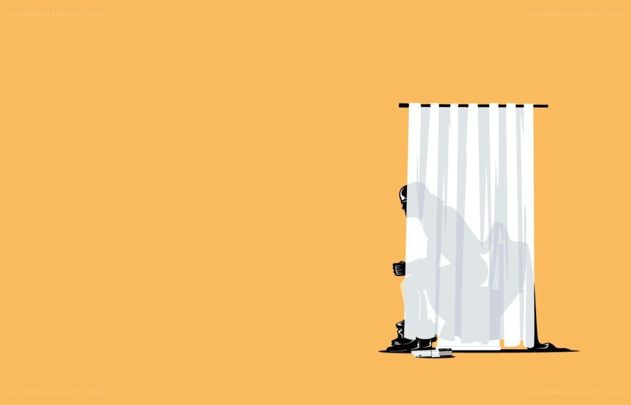 person behind a curtain