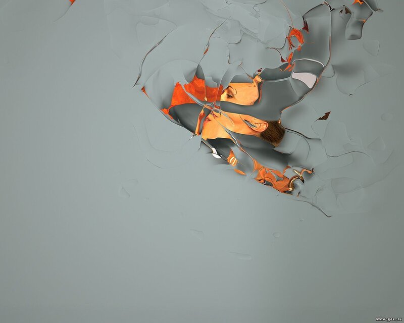 Person Behind Cracked Surface — Gray