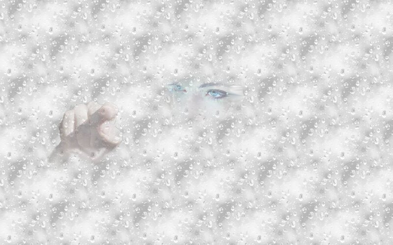 Person Behind Wet Glass — White