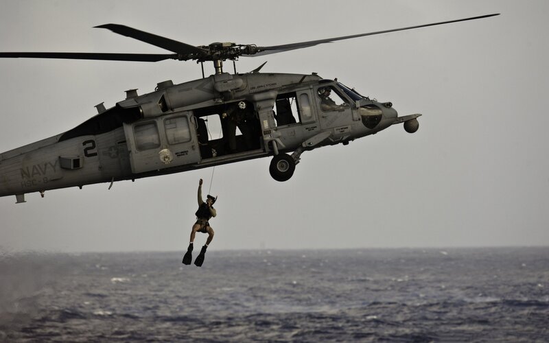 Person Being Hoisted by Helicopter