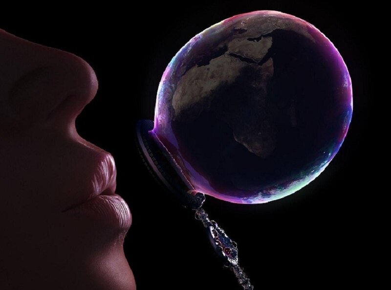 Person Blowing Bubble — Purple, Dramatic, Night