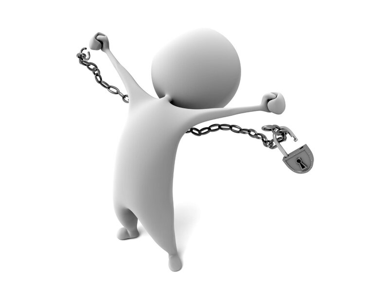 person breaking free from chains