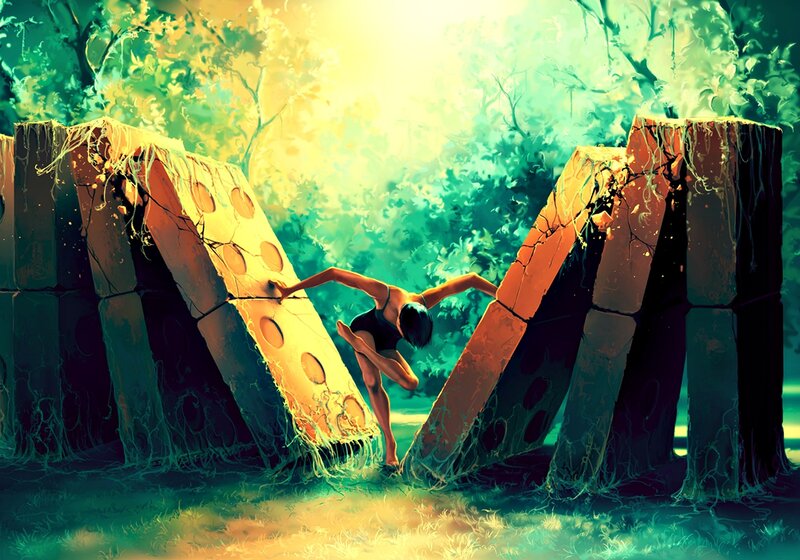 Person Climbing Blocks