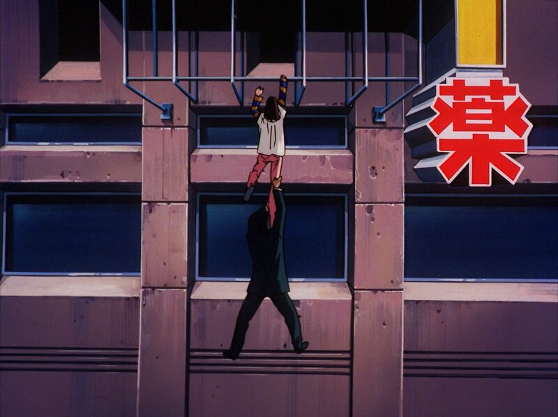 Person Climbing Building — Purple, Dramatic