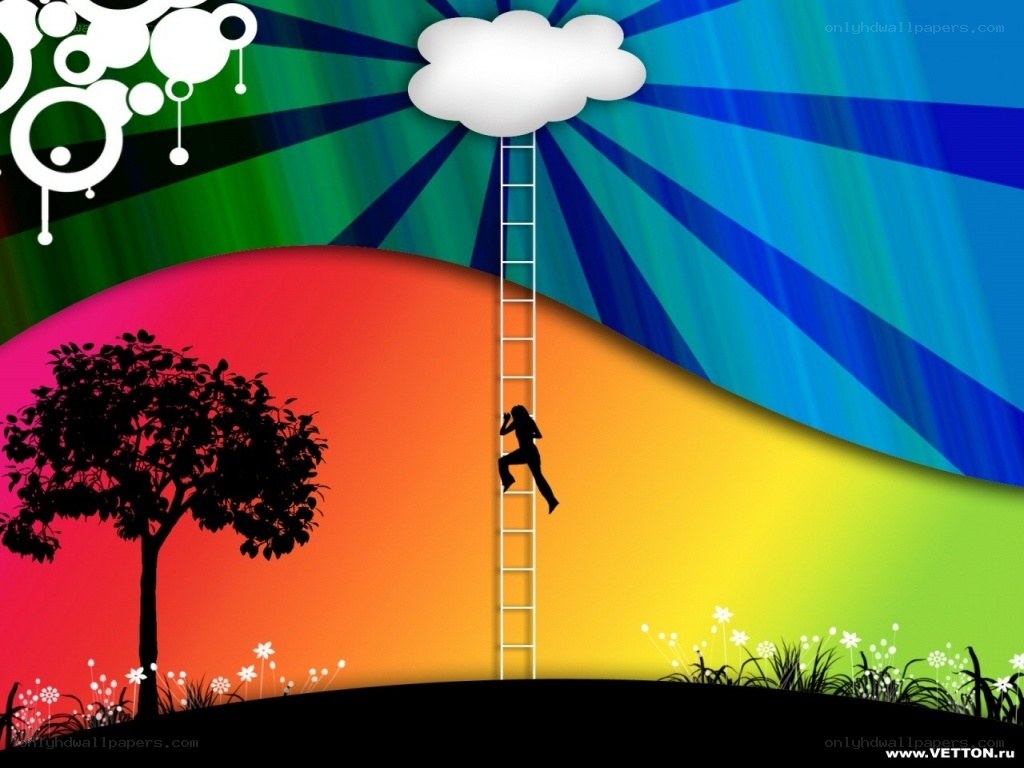 person climbing ladder to cloud